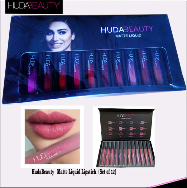 Original HUDA BEAUTY Liquid Matte Lipstick (Set of 12)