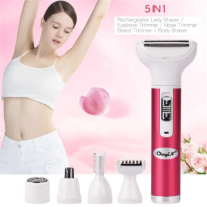 5 in 1 Women Shaver Painless Hair Removal Epilator Shaving Machine Face Beard Eyebrow Nose Trimmer Body Bikini Electric Razor P40