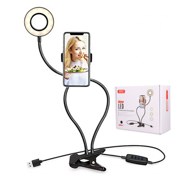 XO Phone stand holder with LED lamp 3,5 inch black L01