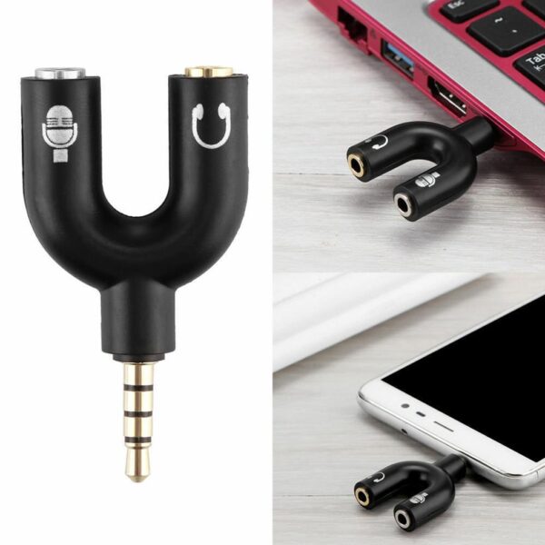 Audio Adapter JH-222 3.5mm Stereo Splitter Audio To Mic & Headset Jack Plug