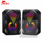 NJSJ portable computer speaker 2.0 Stereo Volume Control with RGB Light USB Powered Gaming Speakers for PC laptops game machine
