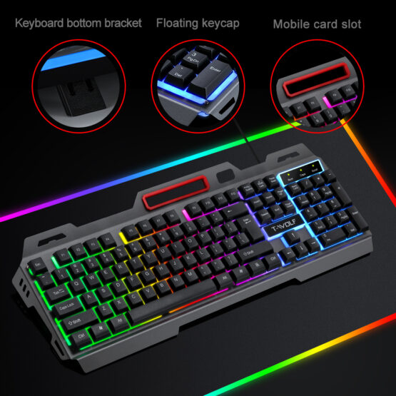 Wolf T16 game keyboard USB light keyboard iron plate mechanical touch ...