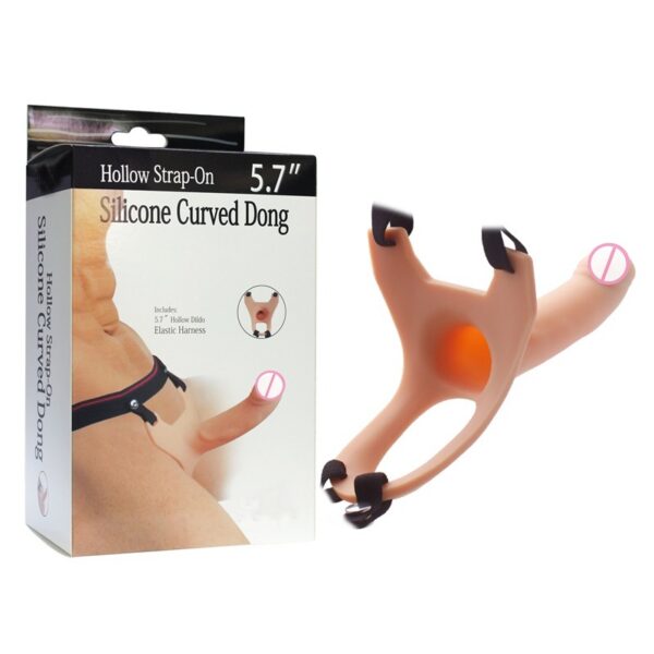 Sex Wearable Hollow Dildo Elastic Harness Strap-On Silicone Curved Dong Dildo Penis Enlargement Enlarger Stimulator for Couples in Sri Lanka - Sex Toys Sri Lanka