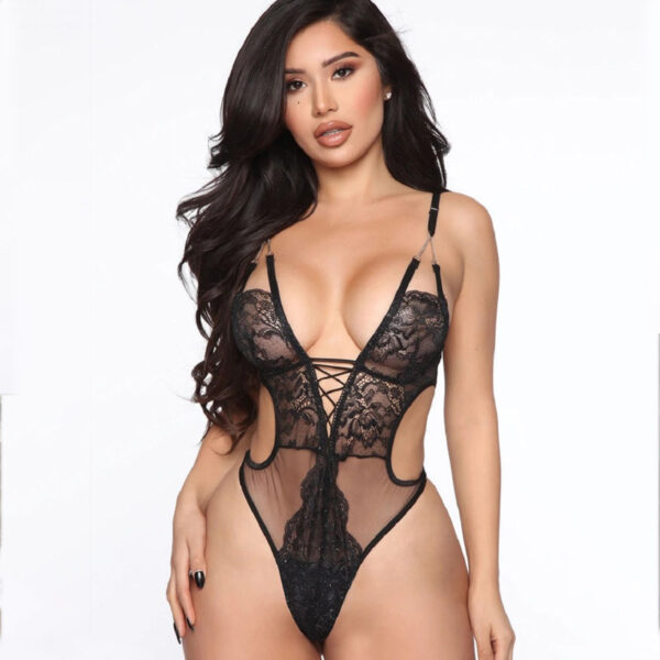 Hot selling Euro&America erotic ladies adult teddy bodysuit lace one piece iron chain sexy lingerie women underwear