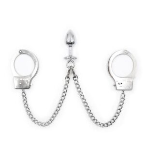 Metal Handcuffs Set & Chain Anal Plug Kit - Sex Toys in Sri Lanka