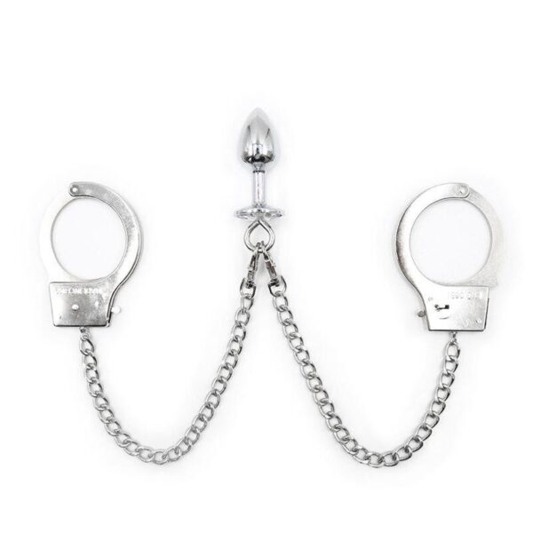 Metal Handcuffs Set & Chain Anal Plug Kit - Sex Toys in Sri Lanka