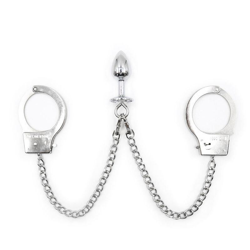 Metal Handcuffs Set & Chain Anal Plug Kit - Sex Toys in Sri Lanka