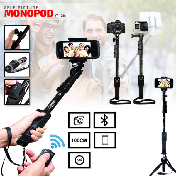 Yunteng YT-1288 Bluetooth Selfie Monopod Extendable Handheld Pole with Shutter Remote Control