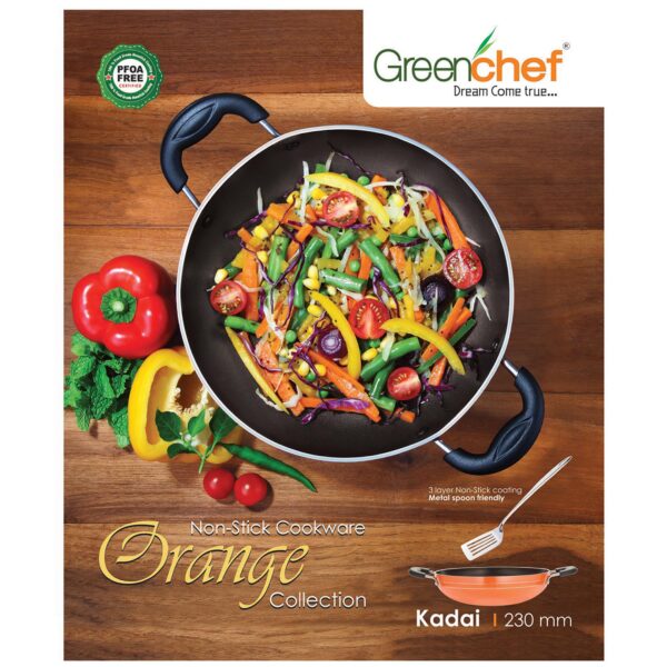 Greenchef Kadai 230 Namo With SS lid (non stick 230mm)