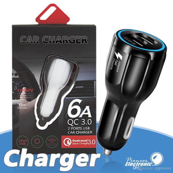 6A QC 3.0 2-Ports USB Car Charger