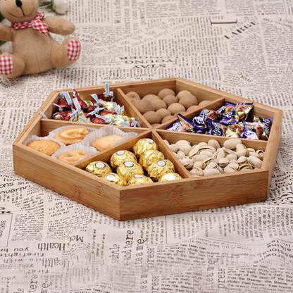 Hexagon Sectional Wooden Trays