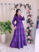 Viscose / Bubble Material Ladies Long Frock - Image 9