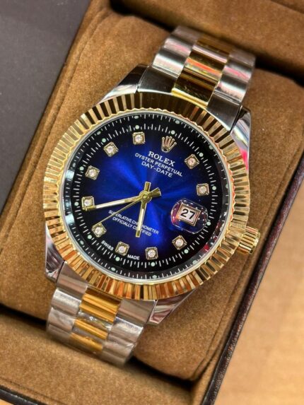 Rolex Oyster Perpetual  Gents Steel Watch WITH A BLUE DIAL AND AN OYSTER BRACELET