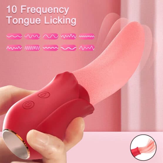 Rose Flower Clitoris Sucking Dildo Vibrator Tongue Brush Nipple Massager Pussy rose vibrator Sex Toys For Women - Sex toys sri lanka