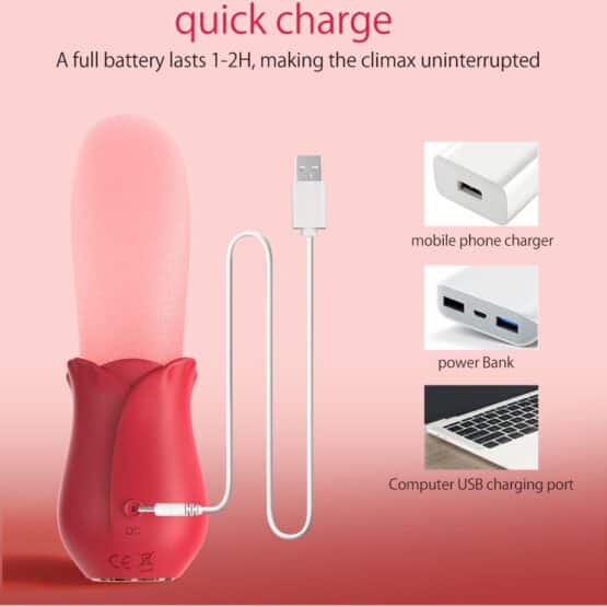 Rose Flower Clitoris Sucking Dildo Vibrator Tongue Brush Nipple Massager Pussy rose vibrator Sex Toys For Women - Sex Toys Sri Lanka