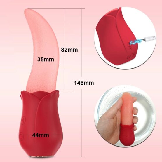 Rose Flower Clitoris Sucking Dildo Vibrator Tongue Brush Nipple Massager Pussy rose vibrator Sex Toys For Women - Sex Toy Sri Lanka