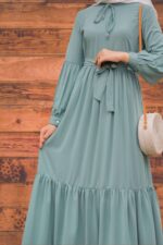 Mint  Crew neck  Unlined  Modest Dress - Image 4