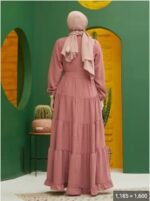 Dusty Rose  Crew neck  Unlined  Modest Dress - Image 4