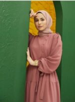 Dusty Rose  Crew neck  Unlined  Modest Dress - Image 2