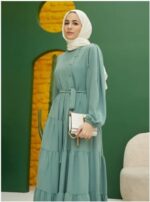 Mint  Crew neck  Unlined  Modest Dress - Image 2