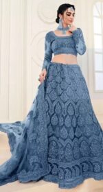 Embroidered Semi Stitched Lehenga Choli (Dark Blue) - Shop the best sex toys in Sri Lanka
