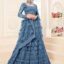 Embroidered Semi Stitched Lehenga Choli (Dark Blue)