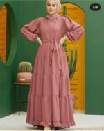 Dusty Rose  Crew neck  Unlined  Modest Dress