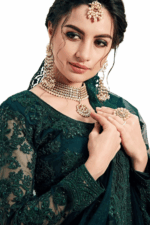 Embroidered Semi Stitched Lehenga Choli (Dark Green) - Best Lehenga Prices in Sri Lanka