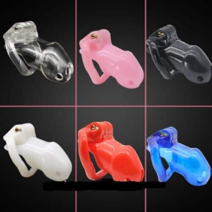Male Chastity Cage with 2 Brass Locks Adjustable Silicone Cock Cage with 4 Rings