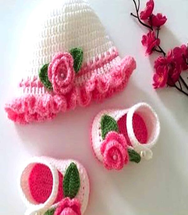 Crochet  Hat & Shoes for baby girls