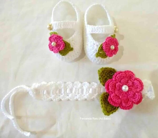 Crochet Baby Headband and shoes - Stylish shoes in Sri Lanka for a great price