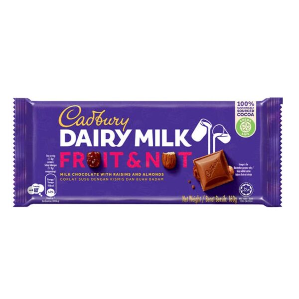 Cadbury Dairy Fruit and Nut 160g