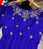 Blue Embroiderery Organza Dupptta - Image 4