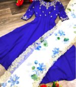 Blue Embroiderery Organza Dupptta - Image 5