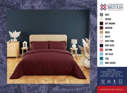 Egyptian Striped Bed Sheet With 2 Pillow Case
