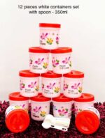 White containers with spoon ( Printed) - 12 pcs -350ml