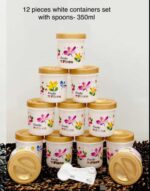 White containers with spoon ( Printed) - 12 pcs -350ml - Image 2