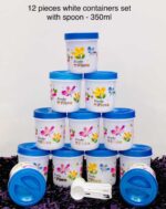 White containers with spoon ( Printed) - 12 pcs -350ml - Image 3