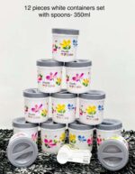 White containers with spoon ( Printed) - 12 pcs -350ml - Image 6