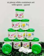 White containers with spoon ( Printed) - 12 pcs -350ml - Image 7
