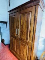 Brown Color Two Doors Teak Wood Wardrobe - Image 3