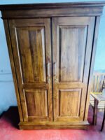 Brown Color Two Doors Teak Wood Wardrobe - Image 4