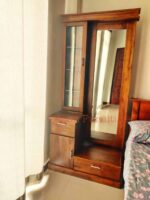 Wooden Teak Dressing Table With Mirror with cushion stool - Image 2