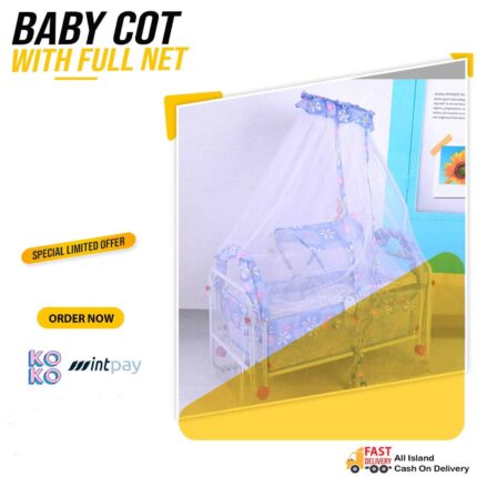 BABY SWING BED WITH MOSQUITO NET ROCKING CRADLE 2 IN 1