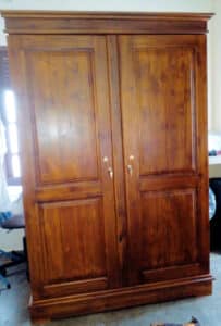 Brown Color Two Doors Teak Wood Wardrobe