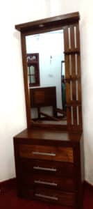 Wood Dressing Table with Mirror and Storage Vanity Table for Bedroom Home