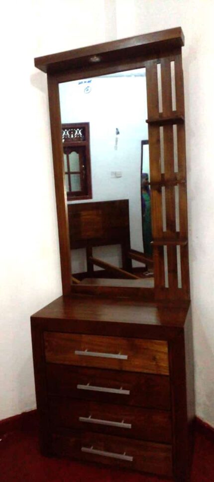 Wood Dressing Table with Mirror and Storage Vanity Table for Bedroom Home