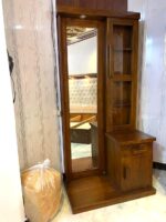 Wooden Teak Dressing Table With Mirror with cushion stool