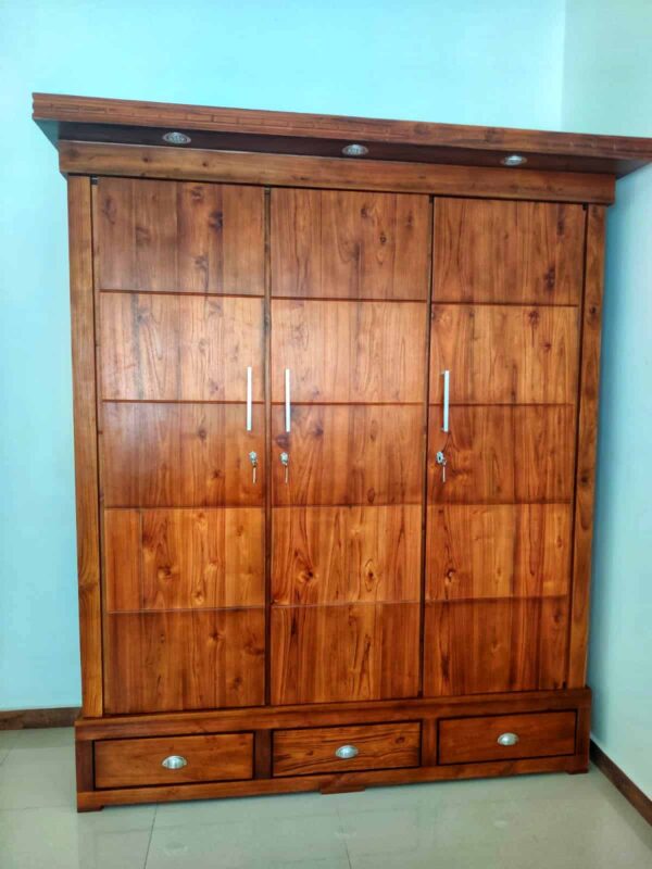 3 doors teak wood wardrobe