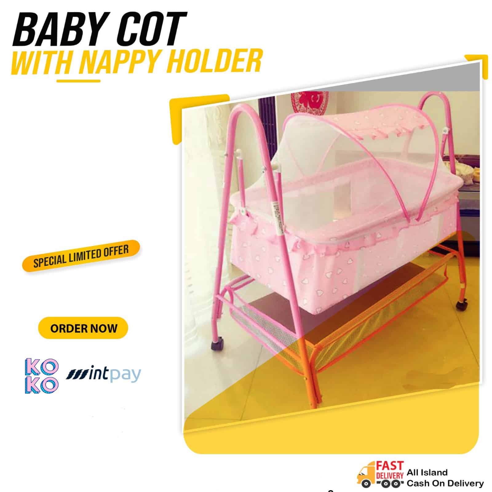 baby cot with nappy holder